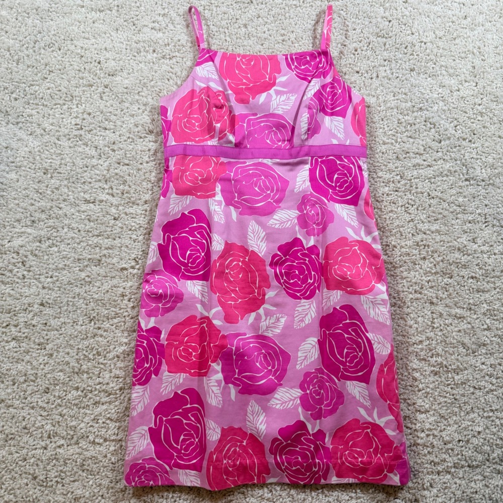 Vintage‎ Lilly Pulitzer Pink Floral Rose Shift Dress 4 Preppy Coastal Barbie